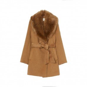 sewa-Baju Musim Dingin Dewasa-H&M Dark Beige Coat With Faux Fur Collar (Dewasa)