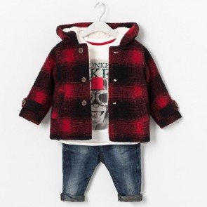 sewa-Perlengkapan Musim Dingin-Zara Baby Checked Coat With Hood