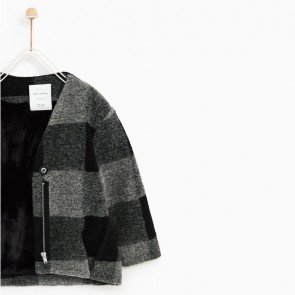 sewa-Perlengkapan Musim Dingin-Zara Checked Jacket With Faux Fur