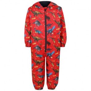 sewa-Perlengkapan Musim Dingin-George ASDA Red Dinosaur Print Puddle Suit