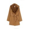 H&M Dark Beige Coat With Faux Fur Collar (Dewasa)